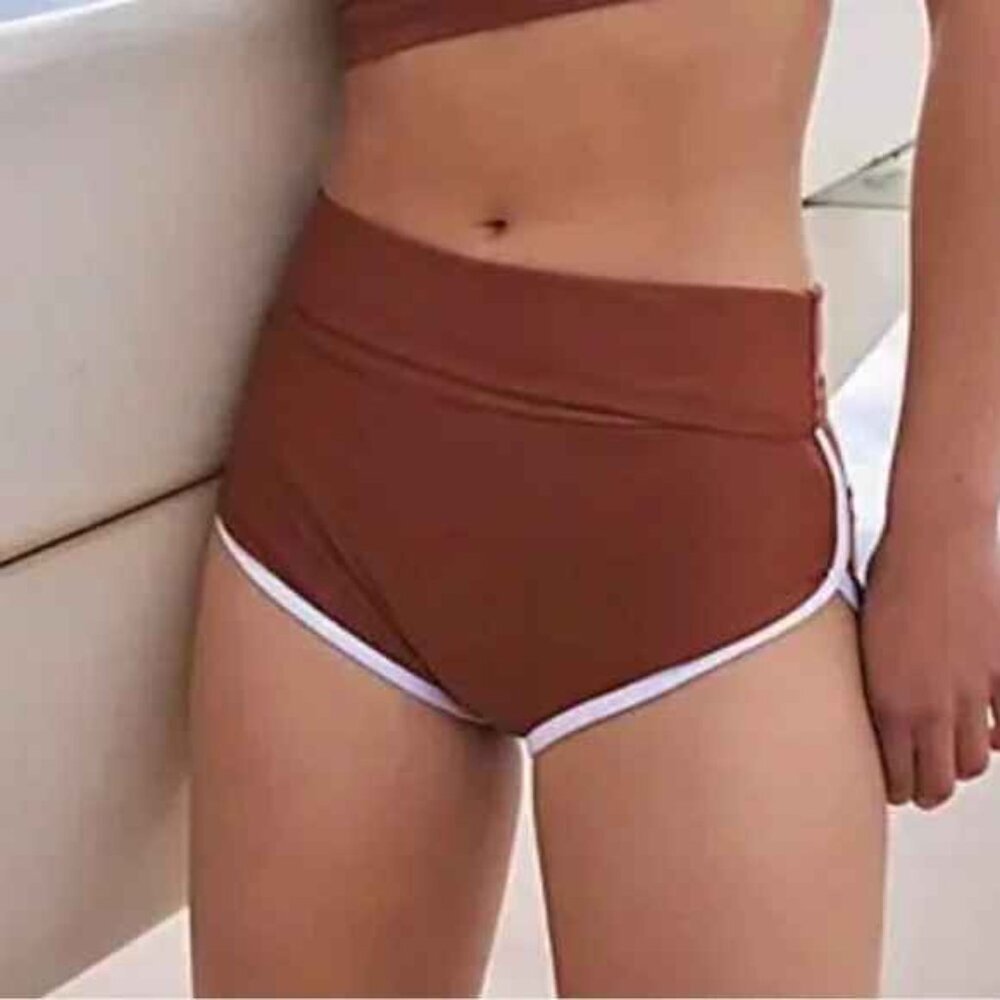 Salt Gypsy Brown and White High-Waisted Bikini NWT